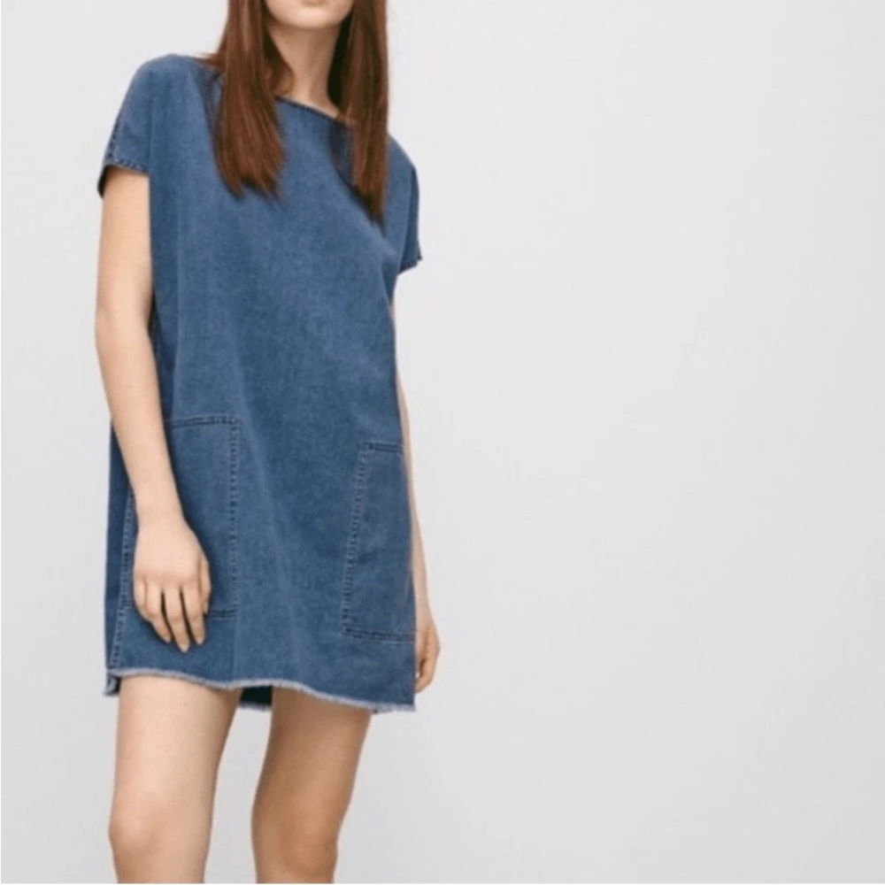 Aritzia Wilfred Free Nori Denim Mini dress-Light Gray Sz Xsmall